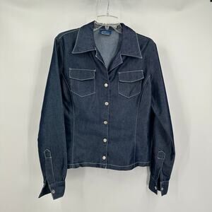 Express Bleus Womens Jacket Size XL Dark Wash Denim Western Cowgirl Y2K‎ Vintage